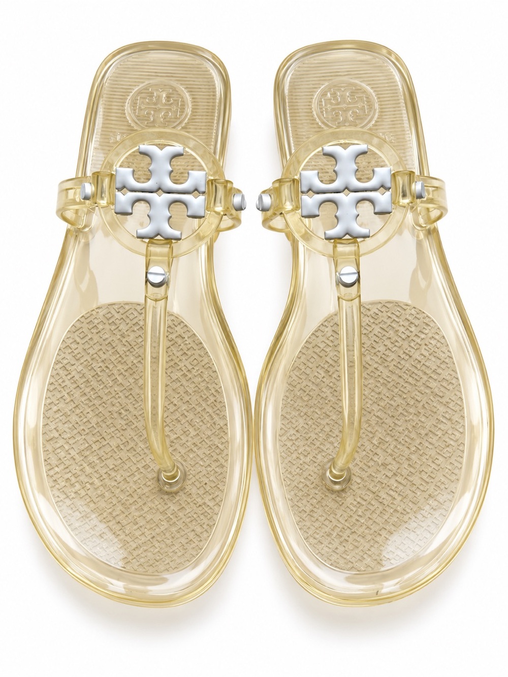 Tory Burch Clear Jelly Thong Sandals in Pale Gold Size 8